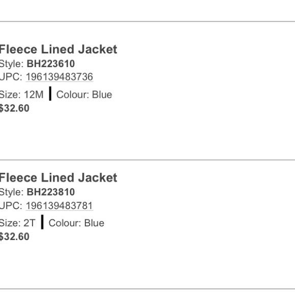 Carter’s 
OshKoshB'gosh	Fleece Lined Jacket 12M - Picture 4 of 4